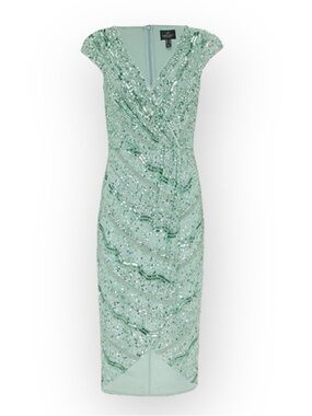 Adrianna Papell Mint Sequin Midi Dress